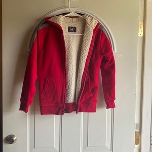 EUC boys childrens place Sherpa line zip up hoodie size 10/12